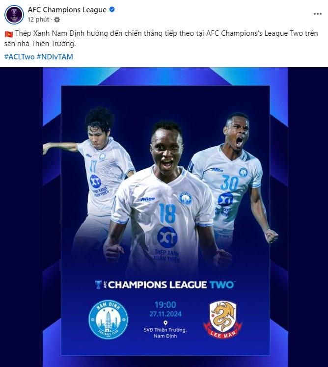 AFC đặt niềm tin vào CLB Nam Định ở trận tái đấu Lee Man 